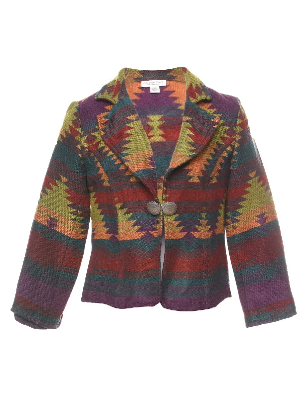 Special Discount soft shell coatAztec Design Multi-Colour Tapestry Jacket - S