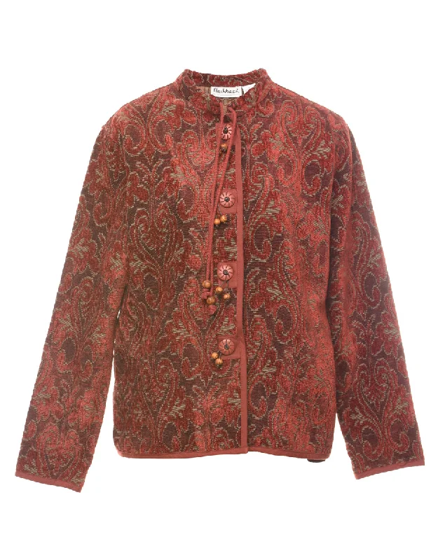 Unmissable Offer premium puffer coatPatterned Maroon Tapestry Jacket - M