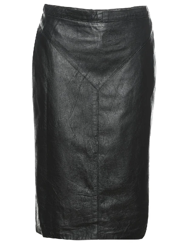 Exclusive Savings long coatBlack Pencil Shape Leather Skirt - M