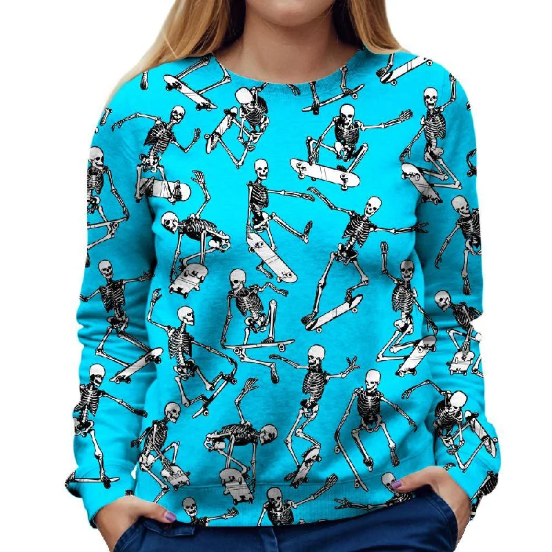 fitted workout hoodieSkateboarding Skulls Blue Womens Sweatshirt