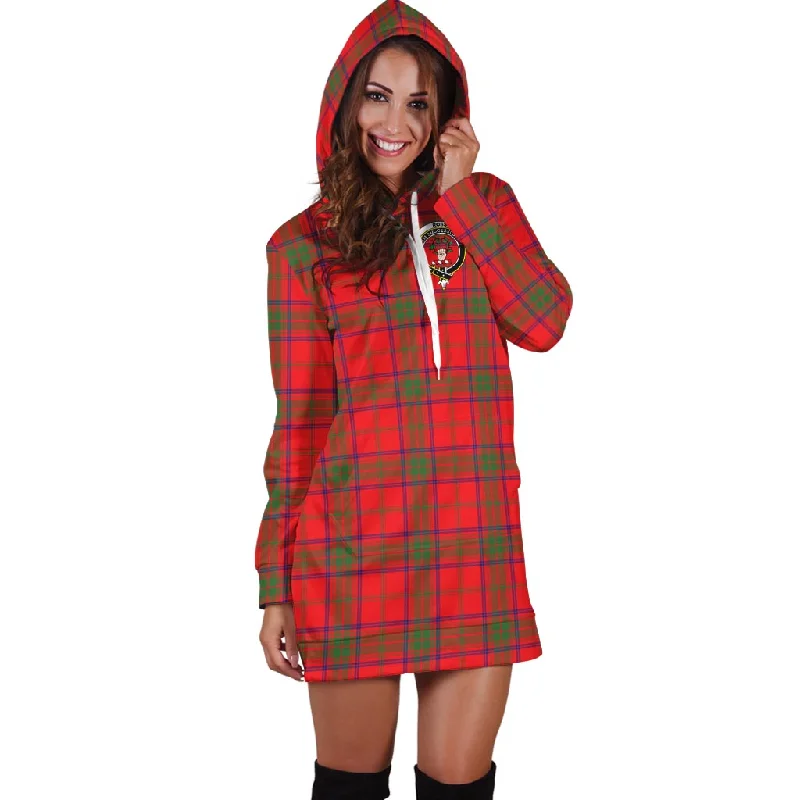 Hurry In Ross Modern Tartan Hoodie Dress with Family Crest