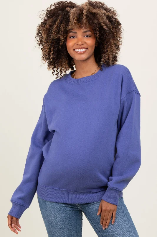 Year-End Clearance urban workout sweatshirtPeriwinkle Basic Fleece Crewneck Maternity Sweatshirt Year-End Clearance urban workout sweatshirtPeriwinkle Basic Fleece Crewneck Maternity Sweatshirt