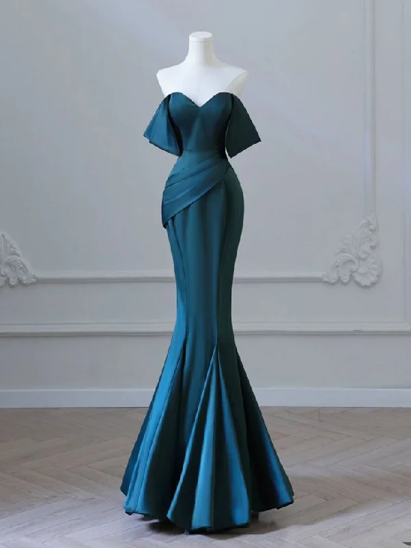 floral wrap dressSimple Off Shoulder Satin Ink Blue Long Prom Dress, Ink Blue Long Formal Dress Y7348