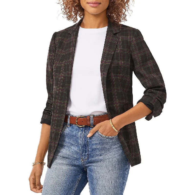 YEAR-End Clearance cozy coatWomens Plaid Notch Collar One-Button Blazer