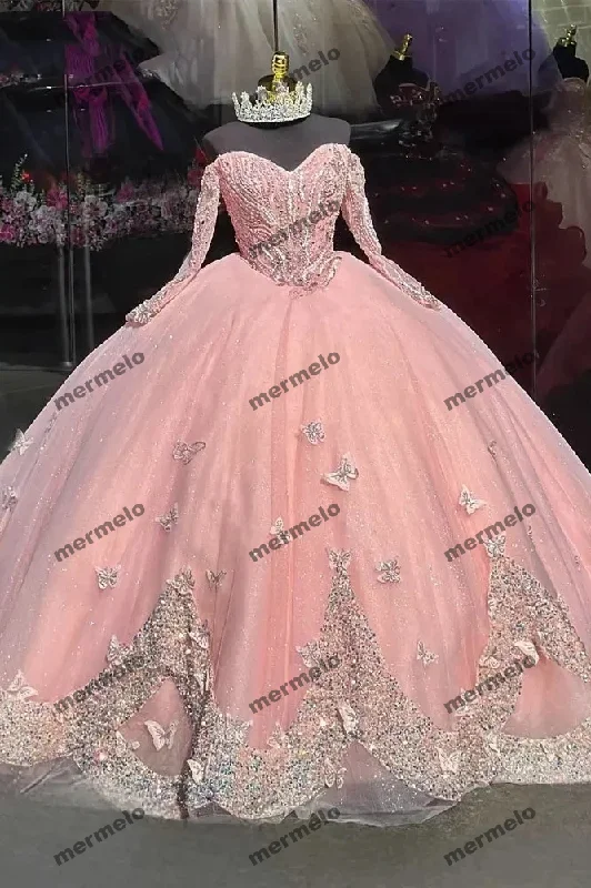 Today’s Deal casual midi dressGlittering Pink Quinceanera Dresses Off-Shoulder Long Sleeves Butterfly Appliques Princess Birthday Party Vestidos Today’s Deal casual midi dressGlittering Pink Quinceanera Dresses Off-Shoulder Long Sleeves Butterfly Appliques Princess Birthday Party Vestidos