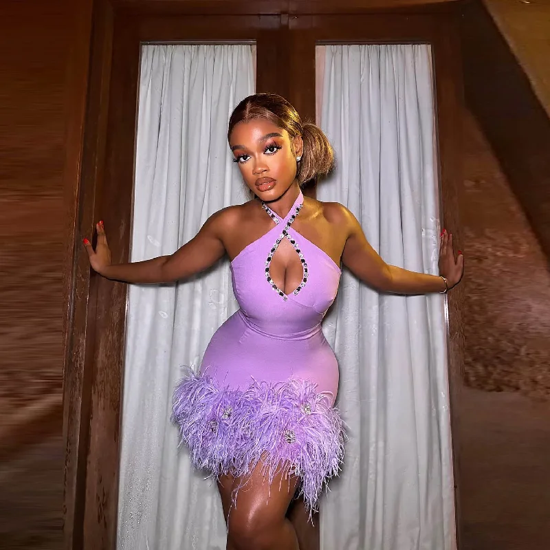 Value Deals tiered dressLavender Sexy Cocktail Dresses Halter Sexy Back Feathers Bottom Mermaid Wmen Party Prom Dress Short Black Girls Homecoming Gowns Value Deals tiered dressLavender Sexy Cocktail Dresses Halter Sexy Back Feathers Bottom Mermaid Wmen Party Prom Dress Short Black Girls Homecoming Gowns