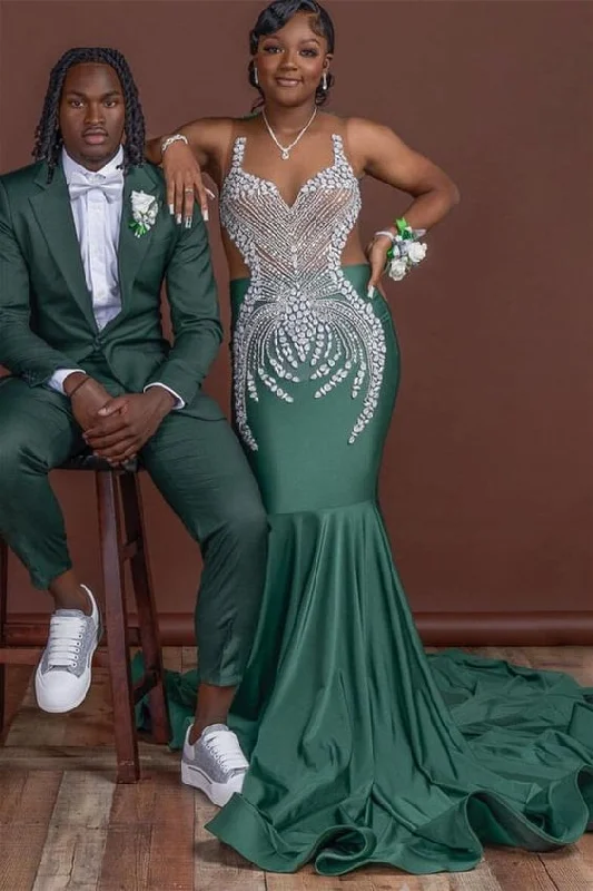 Get It Before It’s Gone elegant dressDark Green Sleeveless Mermaid Prom Dress with Scoop Neck and Crystal Embellishments Get It Before It’s Gone elegant dressDark Green Sleeveless Mermaid Prom Dress with Scoop Neck and Crystal Embellishments