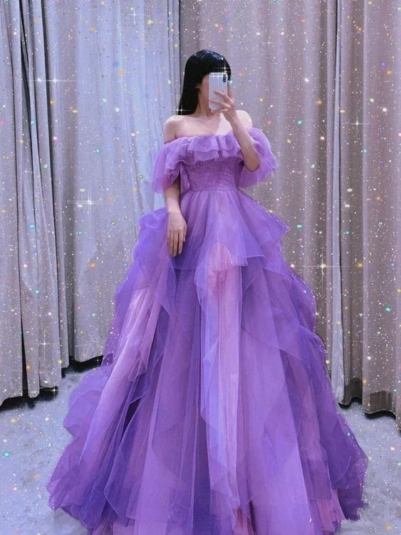 Quick Sale A-line dressOff The Shoulder Purple A-line Tulle Evening Dress,Princess Dress Y5627 Quick Sale A-line dressOff The Shoulder Purple A-line Tulle Evening Dress,Princess Dress Y5627