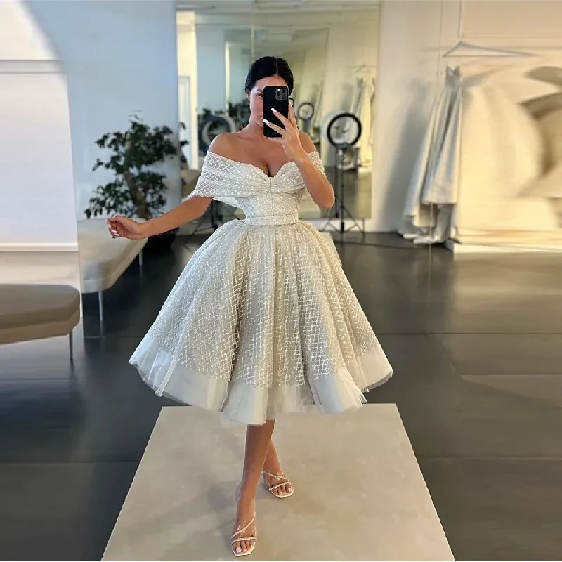 Referral Discount bohemian dressGlitter Ball Gown Prom Dresses Ruched Off The Shoulder Sleeveless Knee Length Evening Party Gowns Short Formal Graduation Wear Referral Discount bohemian dressGlitter Ball Gown Prom Dresses Ruched Off The Shoulder Sleeveless Knee Length Evening Party Gowns Short Formal Graduation Wear