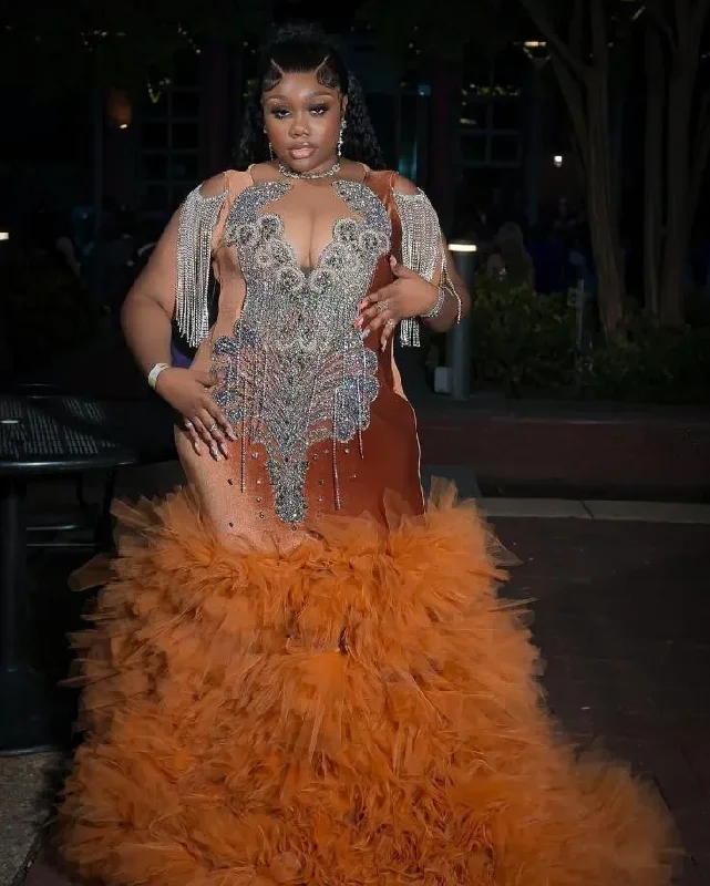 Warehouse Sale bodycon dressSparkly Plus Size Prom Ceremony Dresses for Black Girl Luxury Diamond Tassel Ruffles Skirt Evening Birthday Gala Gown Warehouse Sale bodycon dressSparkly Plus Size Prom Ceremony Dresses for Black Girl Luxury Diamond Tassel Ruffles Skirt Evening Birthday Gala Gown
