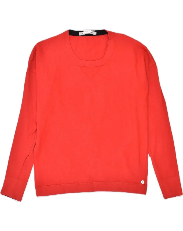 Savings Alert activewear hoodiePENNY BLACK Womens Crew Neck Jumper Sweater UK 14 Large Red Cotton