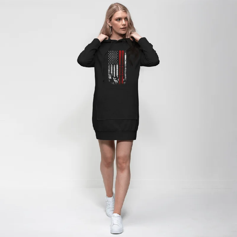 Savings Event USA Ski Flag Thin Red Line Premium Adult Hoodie Dress