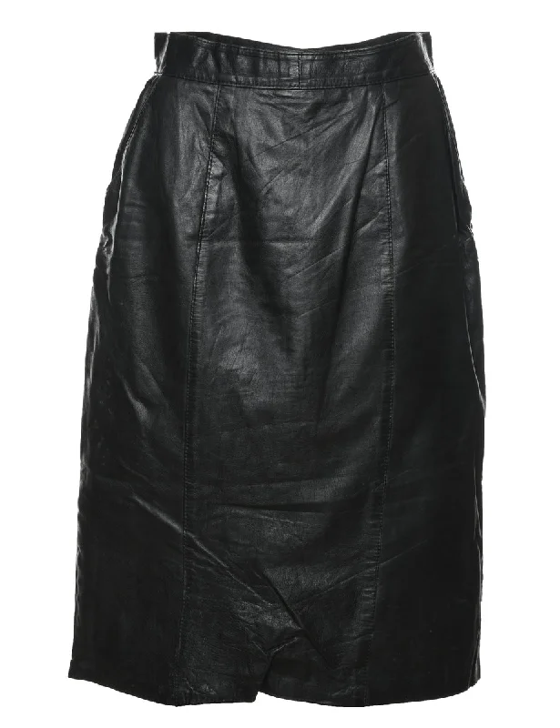 Daily Deals padded coatBlack A-Line Leather Skirt - S