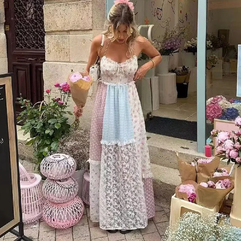 Blowout Deals elegant shift dressFloral Lace Halter Women's Dress