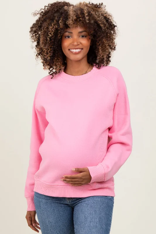 Stock Clearance eco-friendly sports hoodiePink Fleece Maternity Sweatshirt