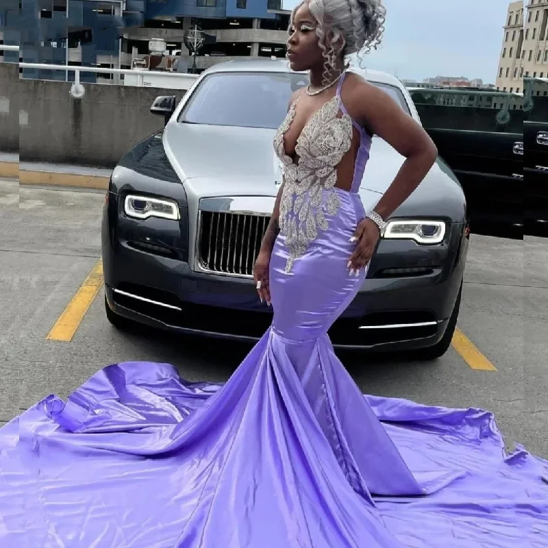 Low Prices draped dressSexy Lavender Mermaid Prom Dress for Black Girls 2024 Silver Beaded Rhinestones Party Gala Gown Robe De Soiree Low Prices draped dressSexy Lavender Mermaid Prom Dress for Black Girls 2024 Silver Beaded Rhinestones Party Gala Gown Robe De Soiree