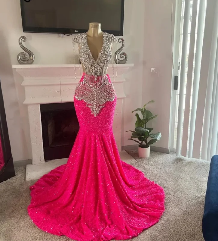 New Markdowns casual dressGlitter Diamonds Fuchsia Mermaid Prom Dress 2024 Crystal Rhinestone Beading Sequins Gown For Black Girls Birthday Party Dress New Markdowns casual dressGlitter Diamonds Fuchsia Mermaid Prom Dress 2024 Crystal Rhinestone Beading Sequins Gown For Black Girls Birthday Party Dress