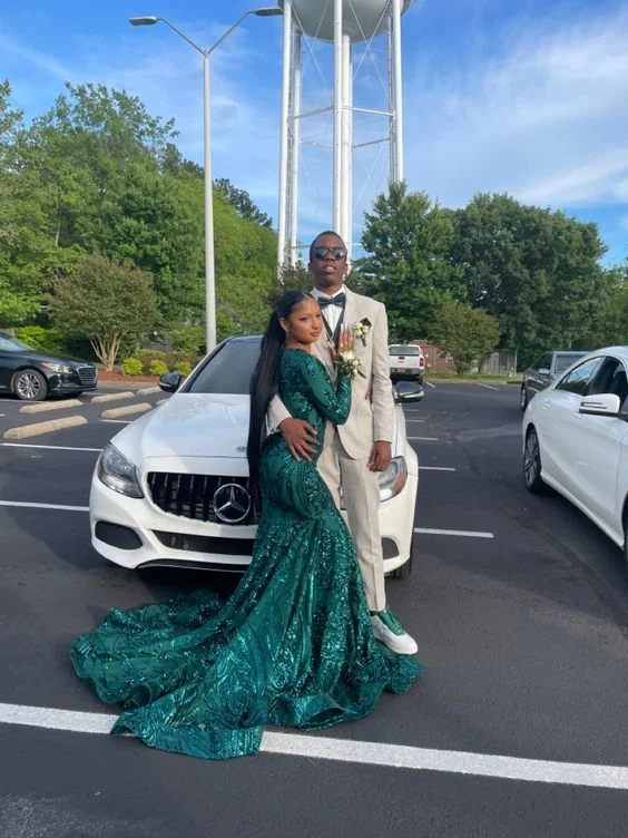 Exclusive Preview flowy dressgreen prom mermaid dress