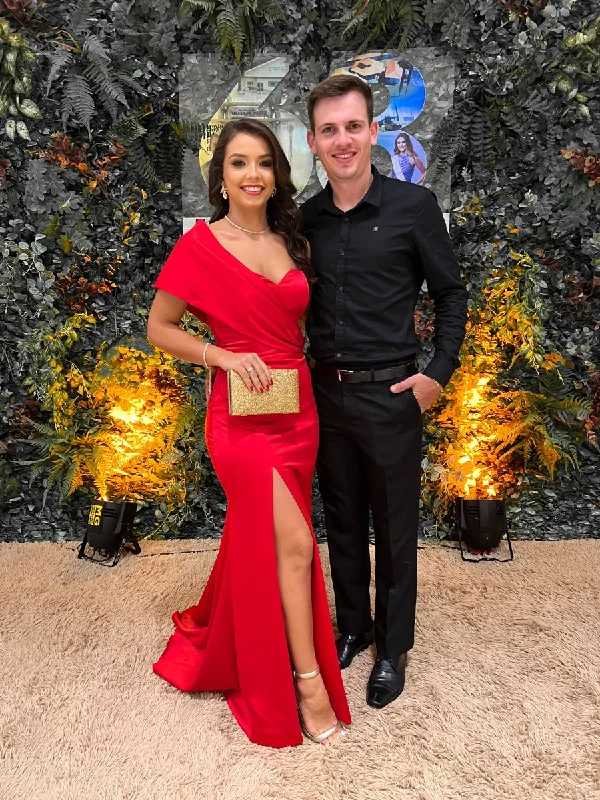 Special Promotion textured dressElegant Red Mermaid Evening Dress With Side Split Y5710 Special Promotion textured dressElegant Red Mermaid Evening Dress With Side Split Y5710