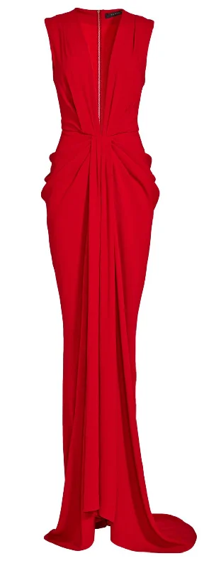 A-line dressRed Prom Dress,Pleated Evening Dress,Fashion Prom Dress S8823