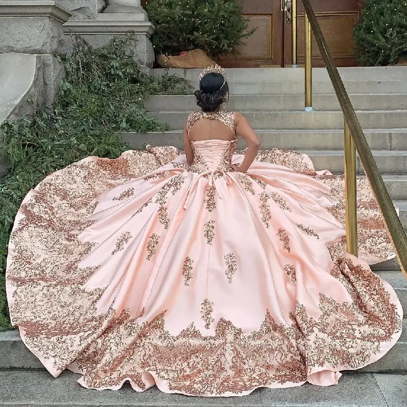 Blowout Deals modern dressRose Gold Quinceanera Dresses Sequin Applique Satin Vestidos De 15 Años Rojos Princess Ball Gown Debutante Quinceanera Dress Blowout Deals modern dressRose Gold Quinceanera Dresses Sequin Applique Satin Vestidos De 15 Años Rojos Princess Ball Gown Debutante Quinceanera Dress
