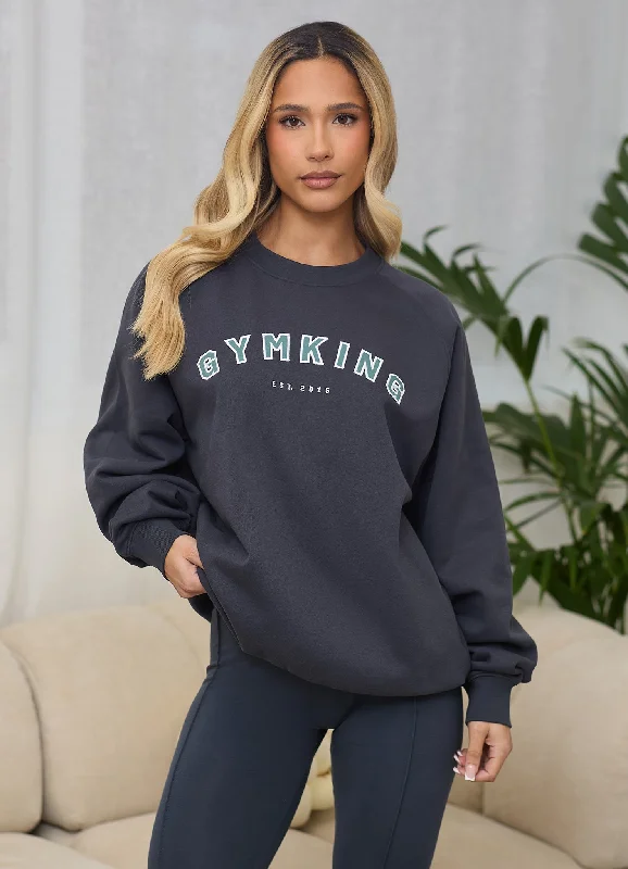 Limited Time eco-friendly fitness hoodieGym King Shadow Oversized Crew - Midnight Blue
