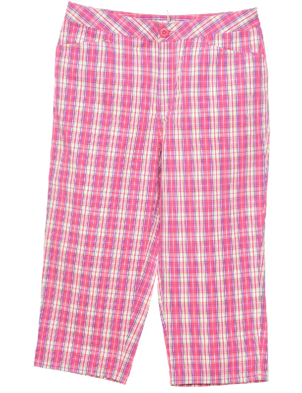 Exclusive Deal high-fashion coatPink Checked Y2K Cropped Trousers  - W32 L20