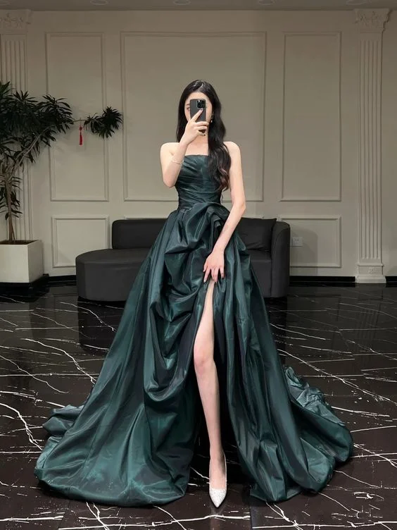 Act Fast ruffle dressCharming Strapless A-line Prom Dress,Graduation Dress  Y7149