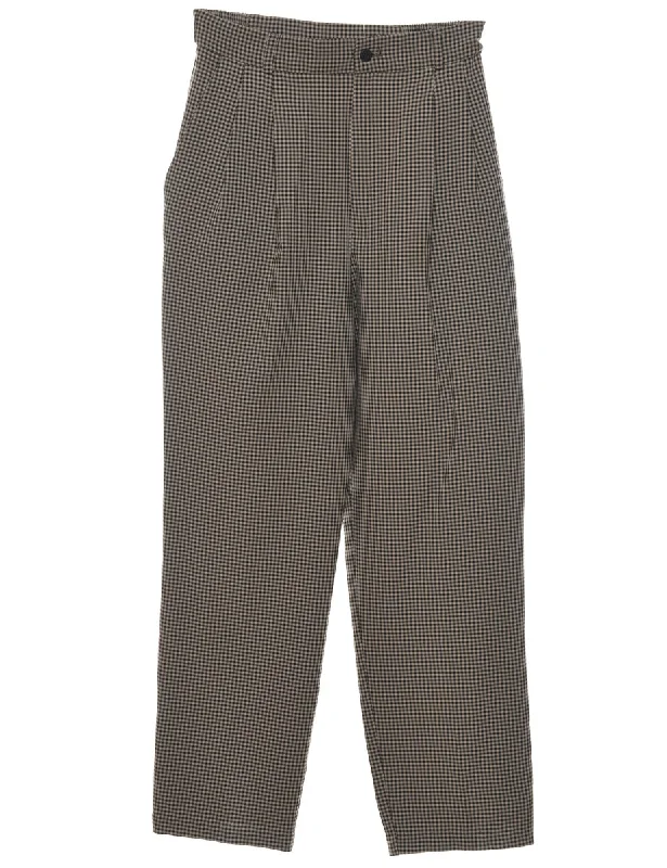 Deep Discounts high-quality coatChecked Black & Beige Casual Trousers - W26 L26
