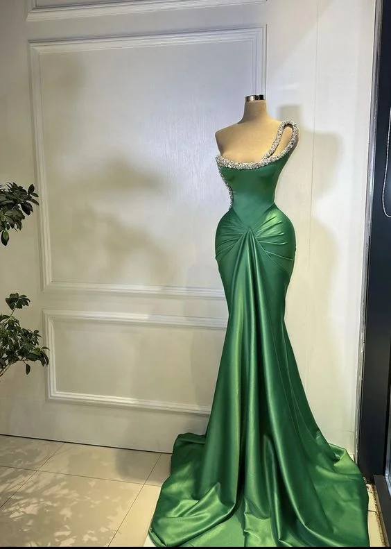 Season Finale Sale flowy evening dressEmerald Green Mermaid Prom Dress,Charming Emerald Green Evening Dress Y6435