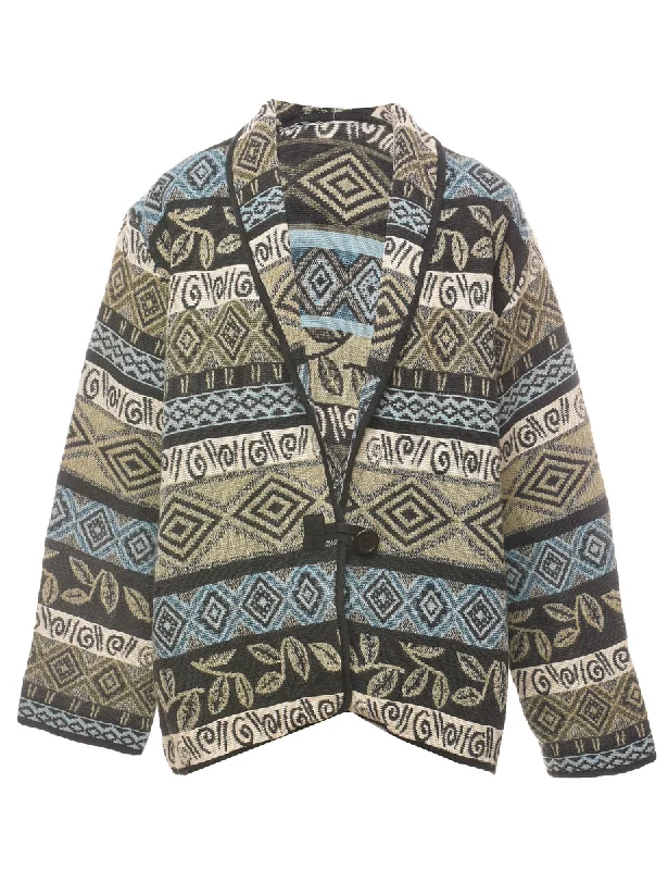 Stock Clearance classic bomber jacketPatterned Light Green & Light Blue Tapestry Jacket - L