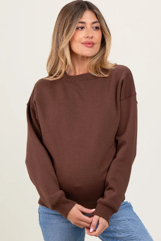 Price Rollback breathable gym hoodieBrown Basic Fleece Crewneck Maternity Sweatshirt Price Rollback breathable gym hoodieBrown Basic Fleece Crewneck Maternity Sweatshirt