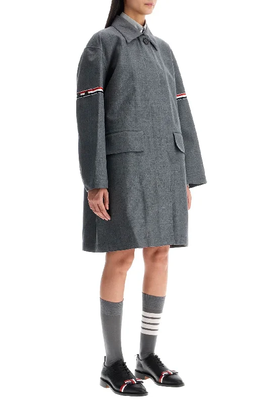 Markdowns wool-blend coatThom Browne Waterproof Technical Wool Coat With Rwb Stripes