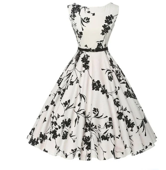 Amazing Deals silk dressBerriesJam - O-Neck Audrey Hepburn Vintage Floral Print Dress Amazing Deals silk dressBerriesJam - O-Neck Audrey Hepburn Vintage Floral Print Dress