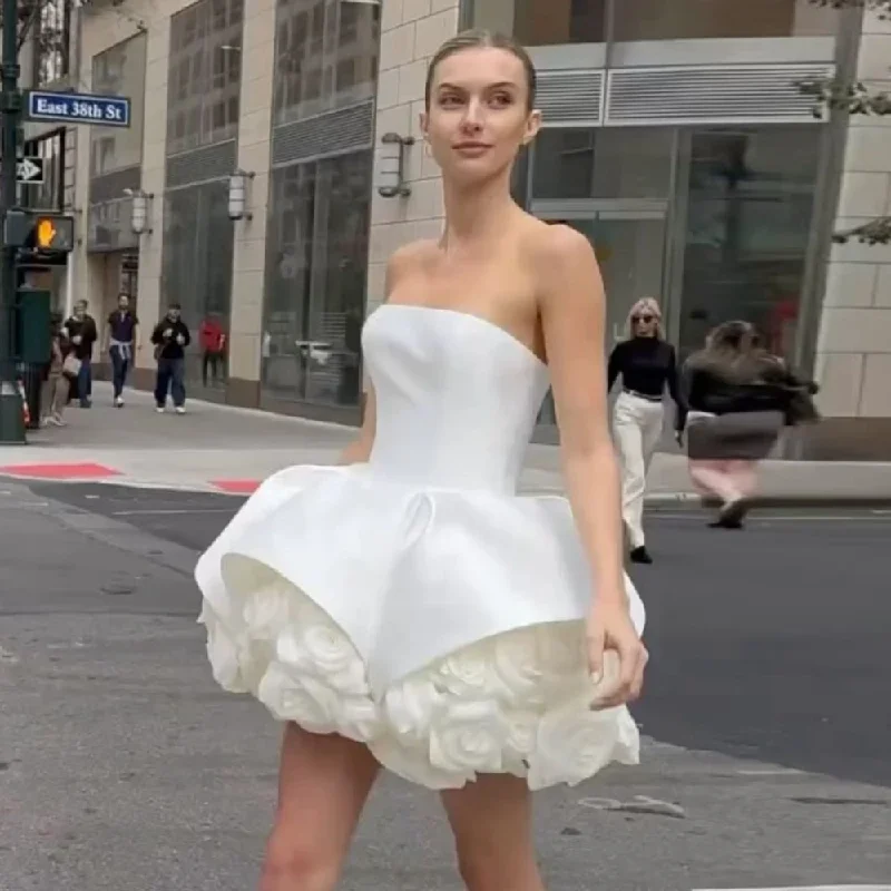 Hurry In casual knit dressStrapless White Satin Ball Gown Custom Made Fluffy Flowers Woman Clothes Ever Pretty Prom Dresses Elegant Floral Gowns Free Ship Hurry In casual knit dressStrapless White Satin Ball Gown Custom Made Fluffy Flowers Woman Clothes Ever Pretty Prom Dresses Elegant Floral Gowns Free Ship
