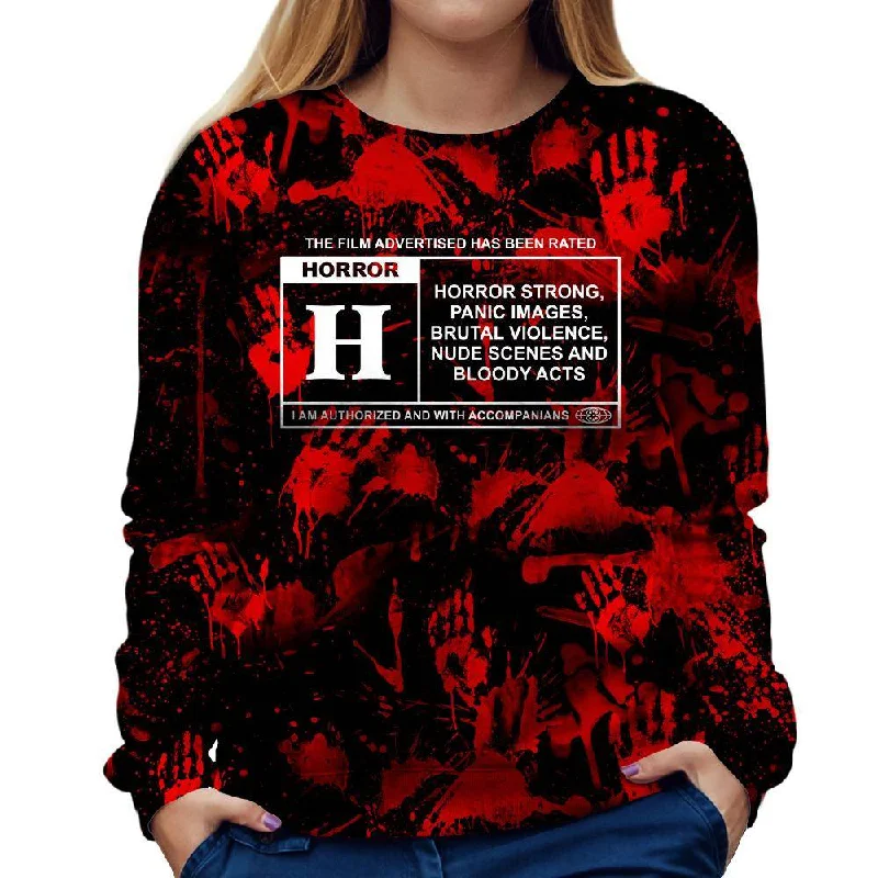 sporty casual hoodieHorror Film Classification Womens Sweatshirt