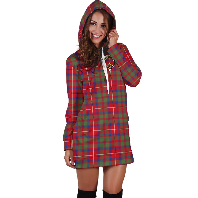 Buy More, Save More Shaw Red Modern Tartan Hoodie Dress with Family Crest