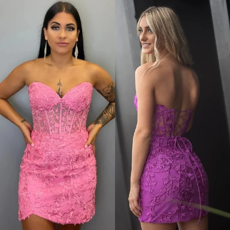 Bargain Prices one-shoulder dressFitted Corset Cocktail Party Dress Sweetheart Lace Short Prom Pageant Formal Evening Runway Black-Tie Gala Graduation Hoco Gown