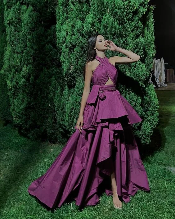 Epic Deals lace-up dressPurple A-line Evening Dress,Purple Gala Dress Y5876