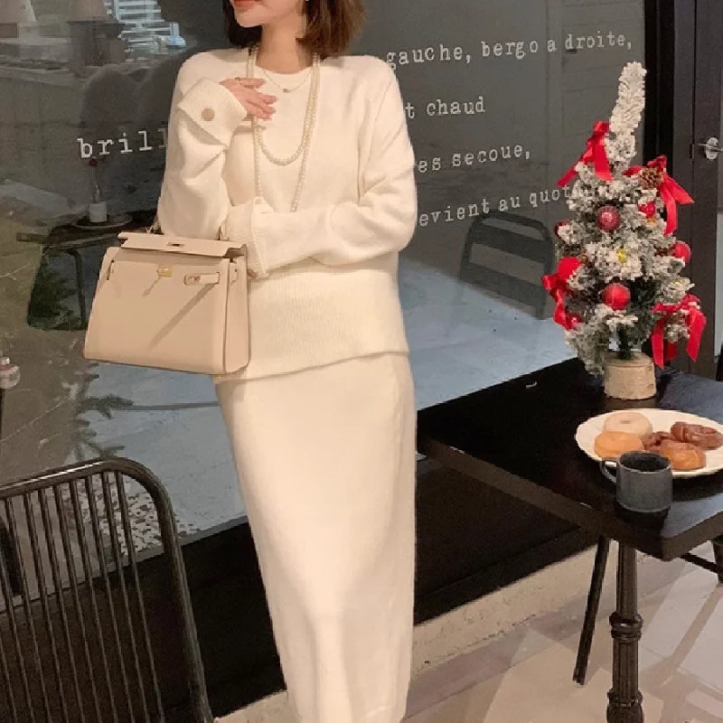 Special Price fitted bodycon dressPink Inner Knitted Dress Women's Autumn And Winte RWear A Whole Suit