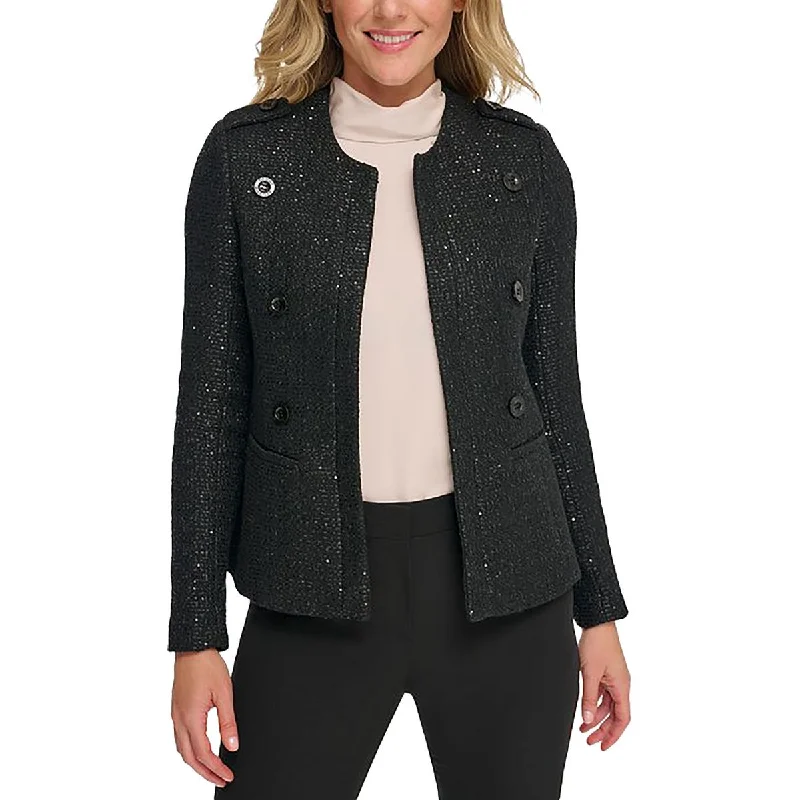 Doorbuster Deal casual sports coatWomens Sequined Open Front Wool Coat