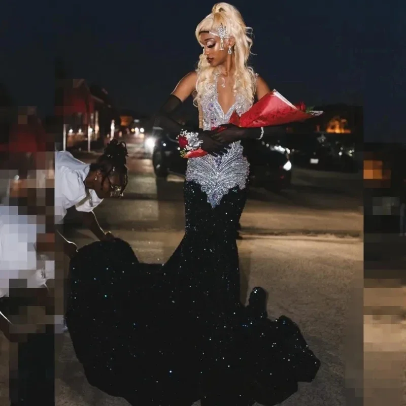 Don't Wait casual dressElegant Black Prom Dresses Silver Rhinestone Sequin Mermaid Party Gowns Evening Dress Don't Wait casual dressElegant Black Prom Dresses Silver Rhinestone Sequin Mermaid Party Gowns Evening Dress