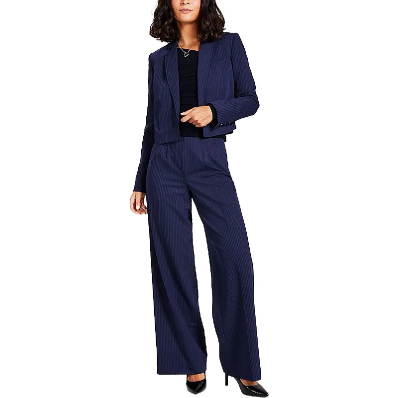 Holiday Sale chic padded coatWomens Cropped Striped Open-Front Blazer