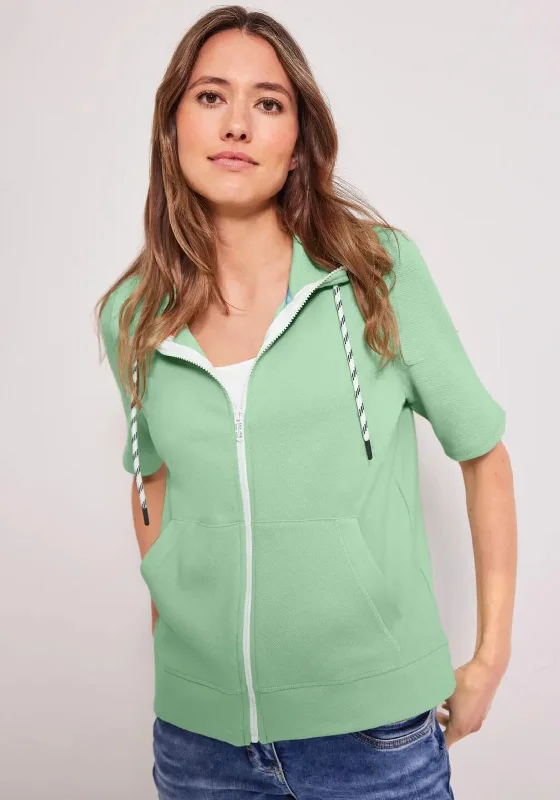 Incredible Offers athletic hoodieCecil Short Sleeve Zipped Sweatshirt, Sage Green
