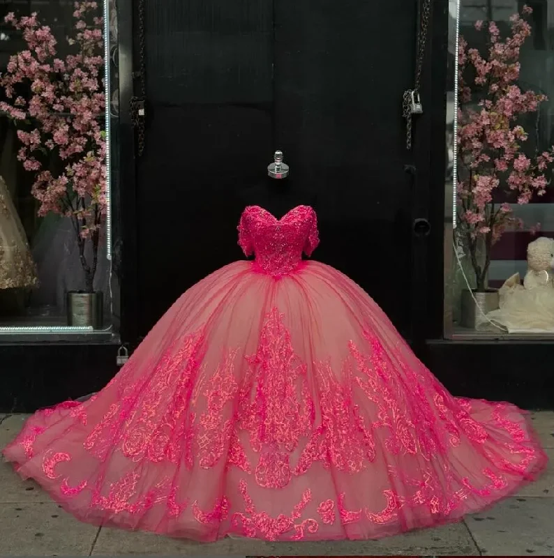 Price Reduction backless dressFuchsia Pink Sparkly Princess Quinceanera Dresses Off Shoulder Gillter Applique Floral Corset vestido de 15 quinceañera 2024 Price Reduction backless dressFuchsia Pink Sparkly Princess Quinceanera Dresses Off Shoulder Gillter Applique Floral Corset vestido de 15 quinceañera 2024