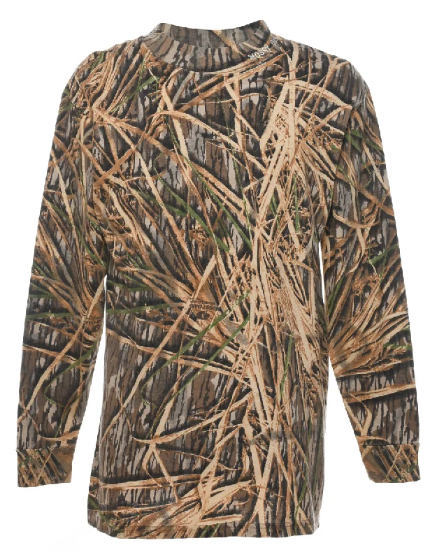 Price Smash sporty outerwearWoodland Camouflage Printed T-shirt - L