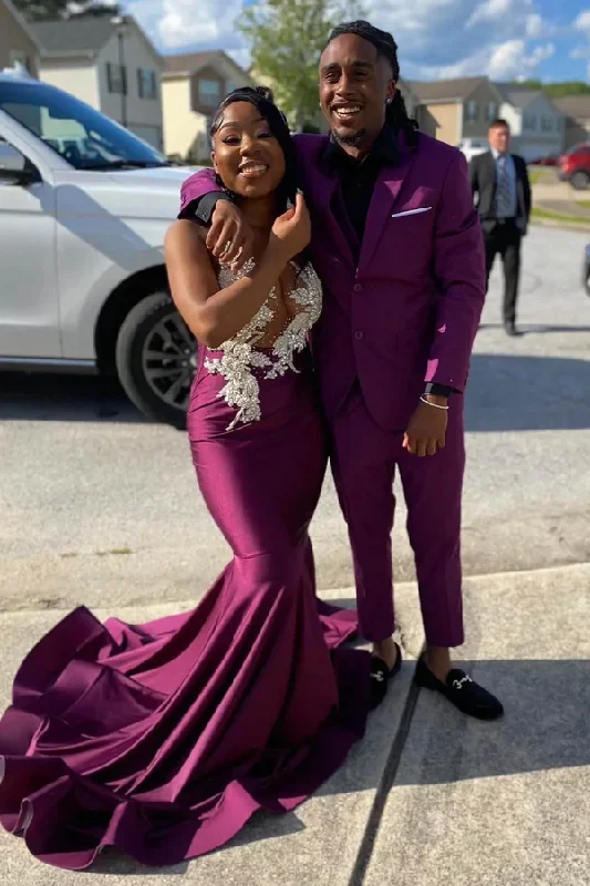 Limited Availability casual evening dressPurple Sleeveless Mermaid Black Girl Long Prom Dress with Beadings Limited Availability casual evening dressPurple Sleeveless Mermaid Black Girl Long Prom Dress with Beadings
