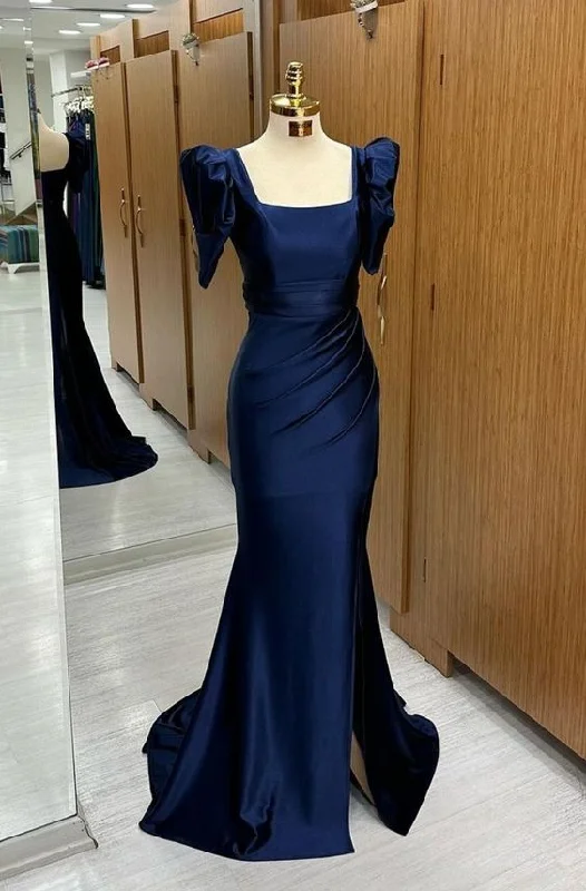 Stock Clearance bodycon dressBlue Long Mermaid Prom Dress Bubble Sleeves Square With Slit Y6851 Stock Clearance bodycon dressBlue Long Mermaid Prom Dress Bubble Sleeves Square With Slit Y6851