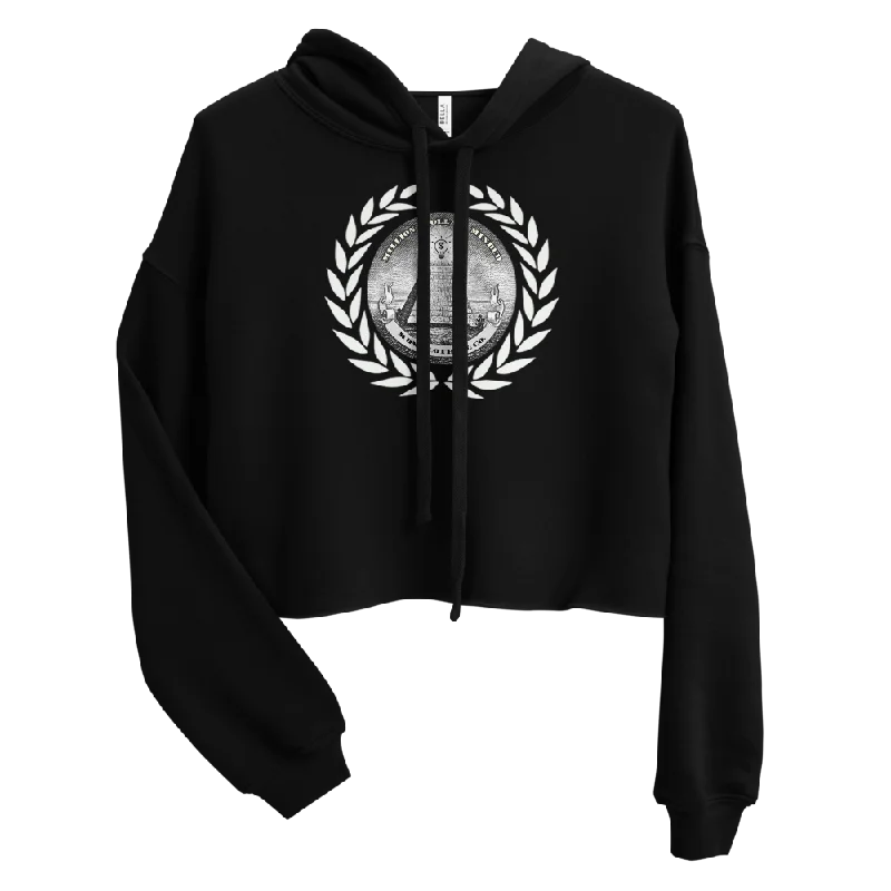 Massive Deals chic hoodieGreat Seal White Text Crop Hoodie