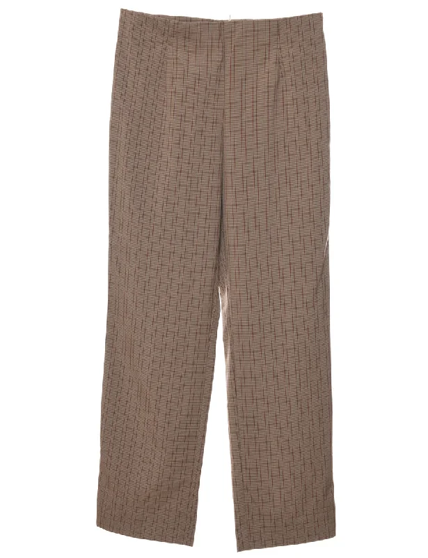 Brown Checked Trousers - W30 L31